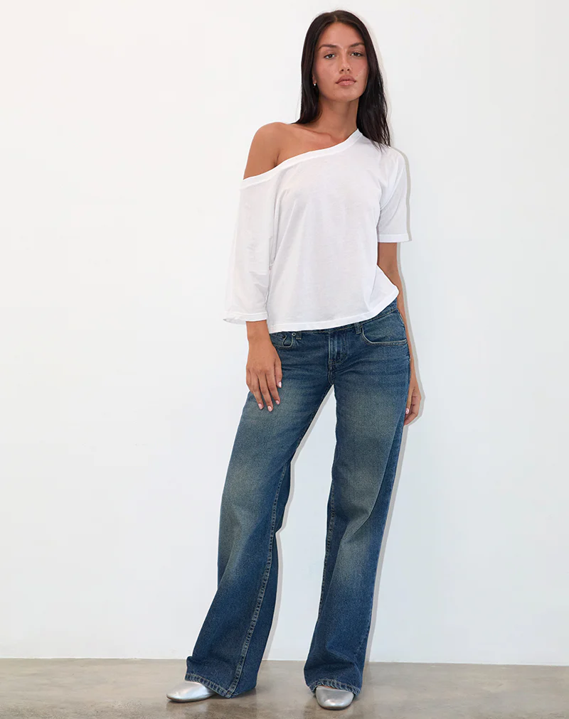 Daman Off Shoulder Basic Jersey Top in White - Image 3