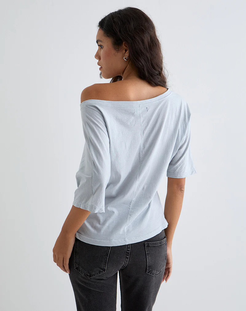 Daman Off-The-Shoulder Basic Top in Light Steel - Image 5