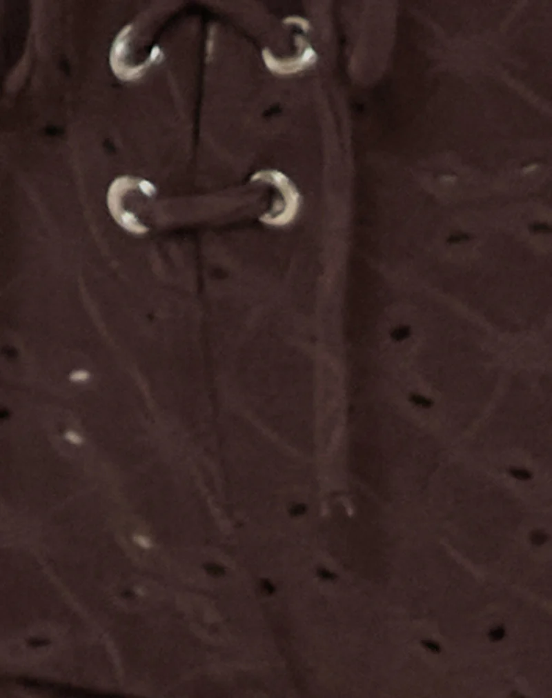 Dan Tie Front Flared Trousers in Broderie Brown - Image 5