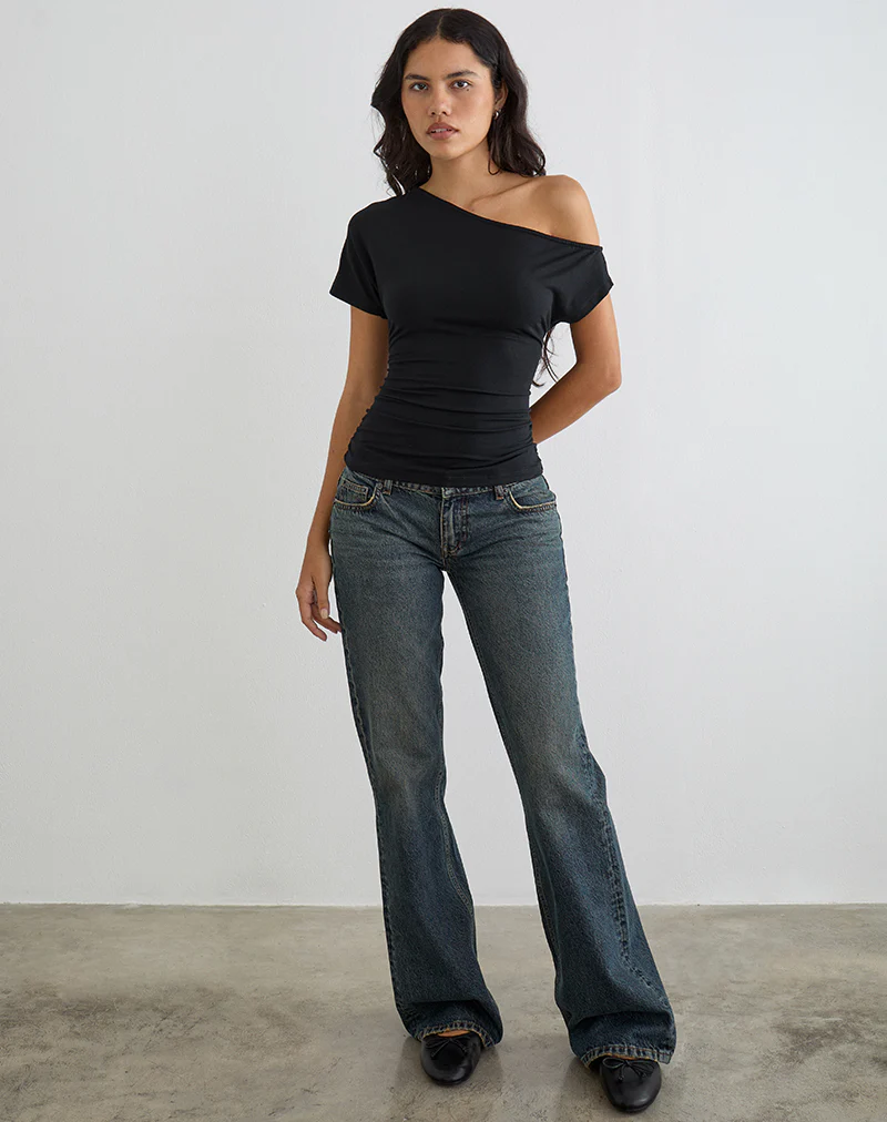 Danama One Shoulder Top in Jersey Black - Image 3