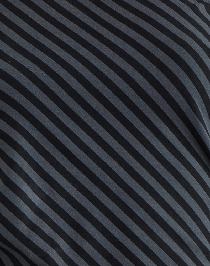 Danama One Shoulder Top in Oblique Stripe Ocean Storm - Image 5