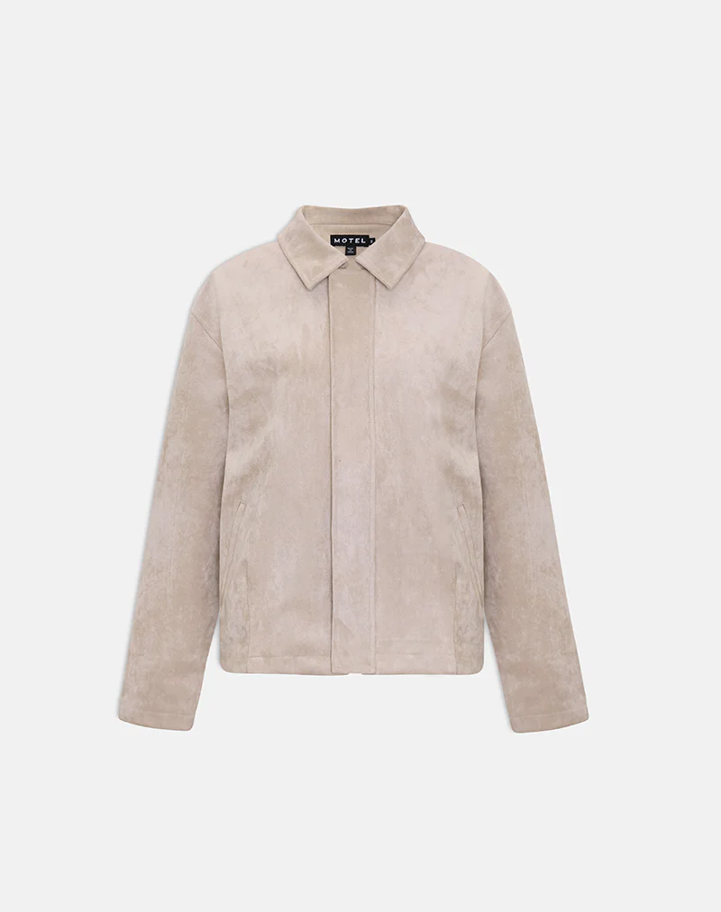 Dante Boxy Jacket in Faux Suede Tan - Image 5