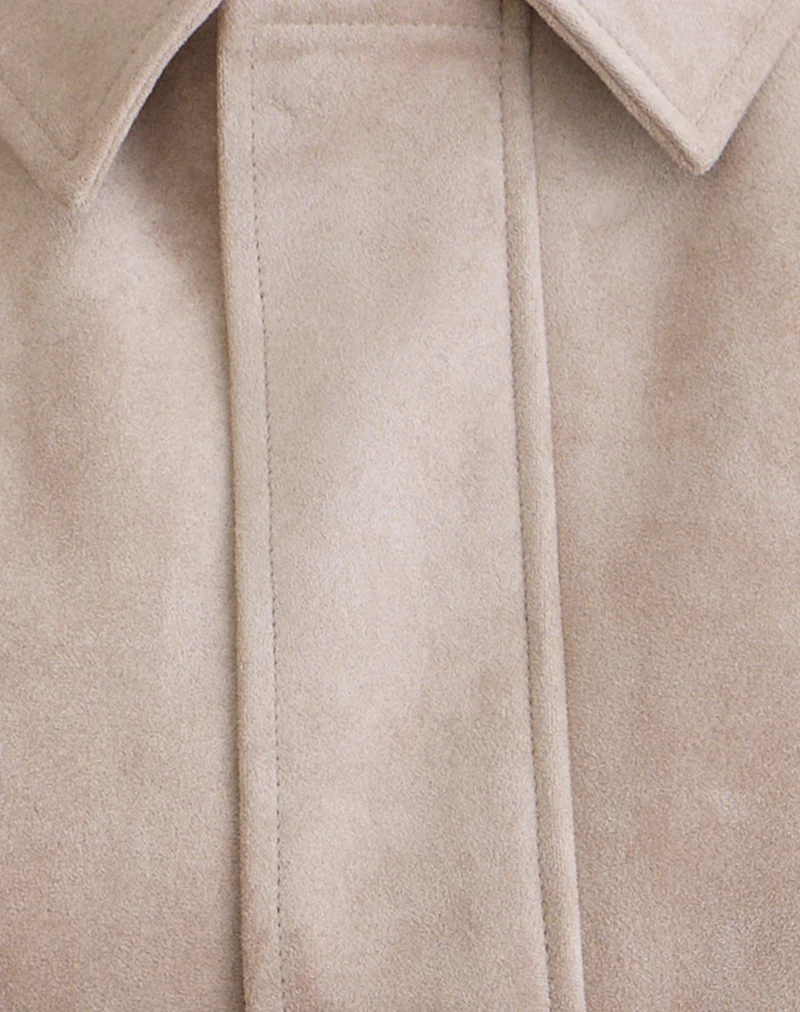 Dante Boxy Jacket in Faux Suede Tan - Image 6