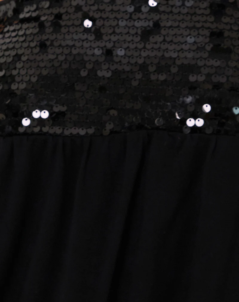 Danuta Longline Bandeau Top in Sequin Black - Image 6