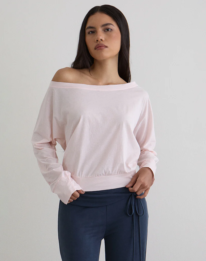 Daral Long Sleeve Top in Jersey Light Pink