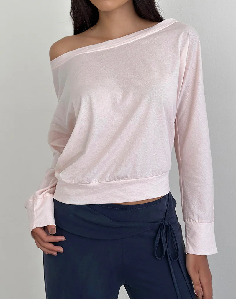 Daral Long Sleeve Top in Jersey Light Pink - Image 3
