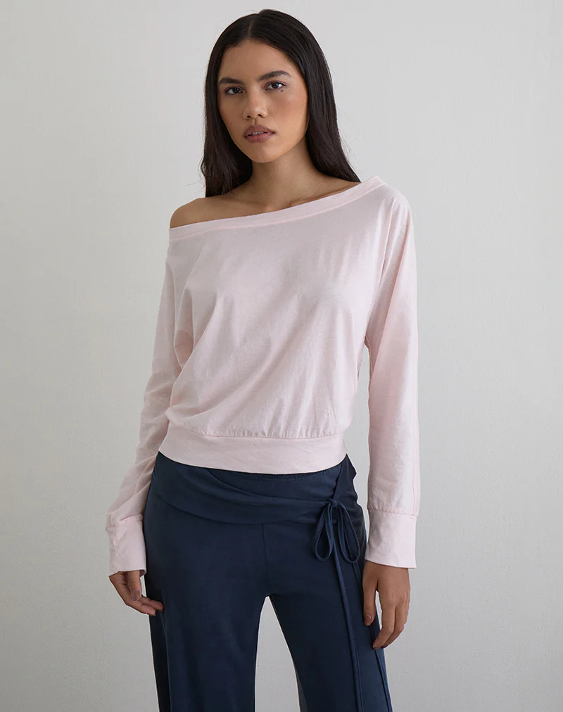 Daral Long Sleeve Top in Jersey Light Pink - Image 5