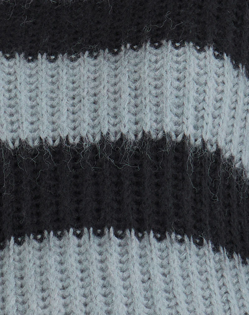 Daren Jumper in Grey and Charcoal Stripes - Image 6