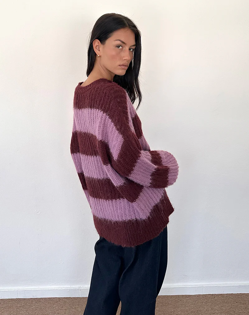 Daren Jumper in Purple Stripe - Image 3