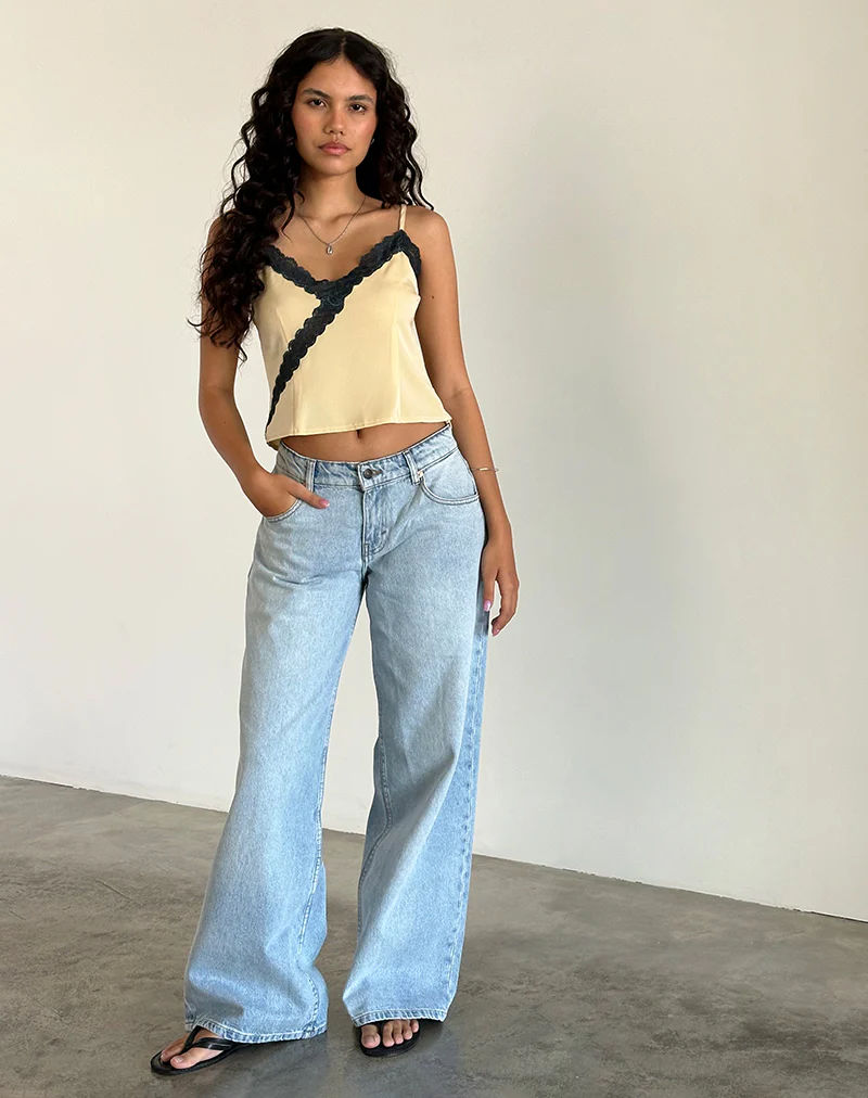 Darena Cami Top in Buttermilk with Grey Lace - Image 4