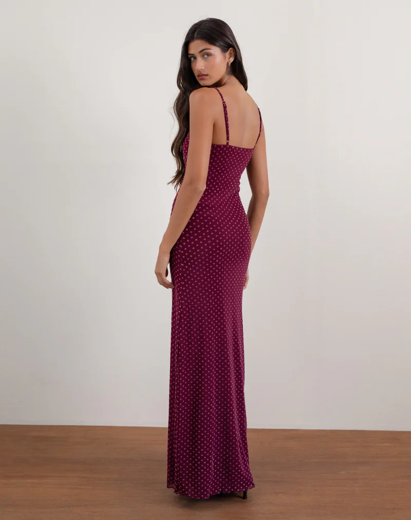 Darsih Maxi Dress in Basic Polka Flock Berry - Image 2