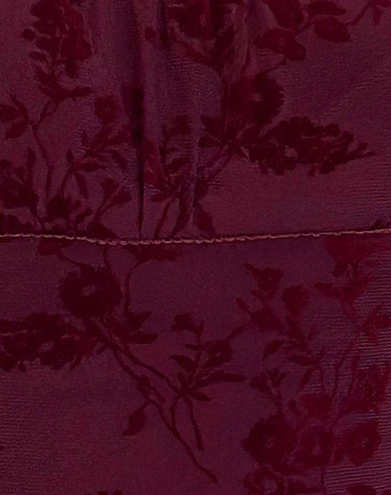 Darsih Maxi Dress in Botanical Flower Maroon - Image 5