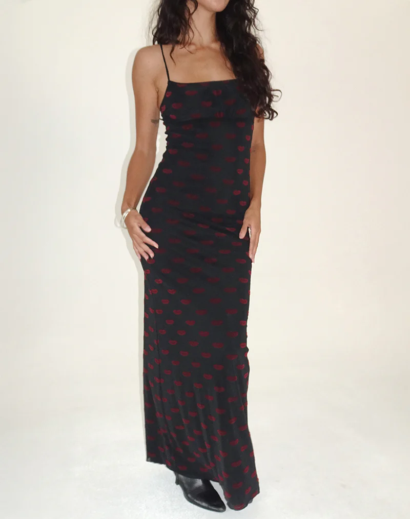 Darsih Maxi Dress in Lips Flock Black - Image 4