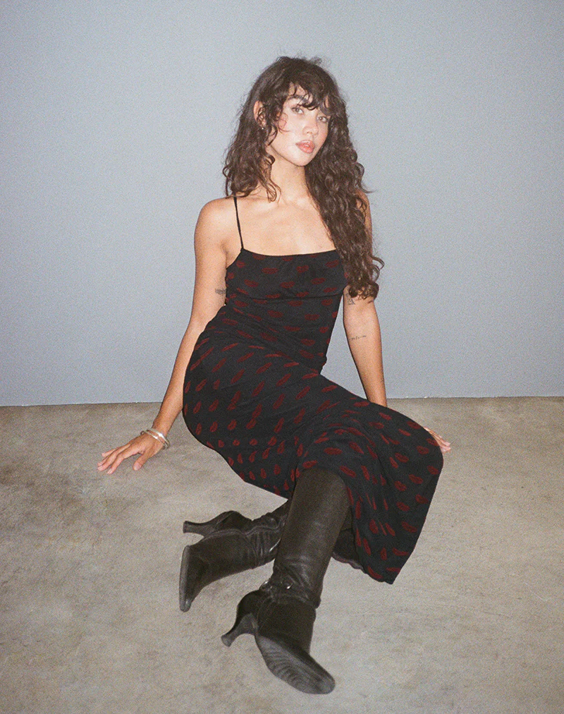 Darsih Maxi Dress in Lips Flock Black - Image 5