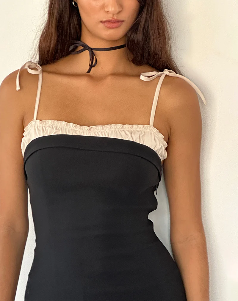 Daruka Mini Dress in Satin Black - Image 3