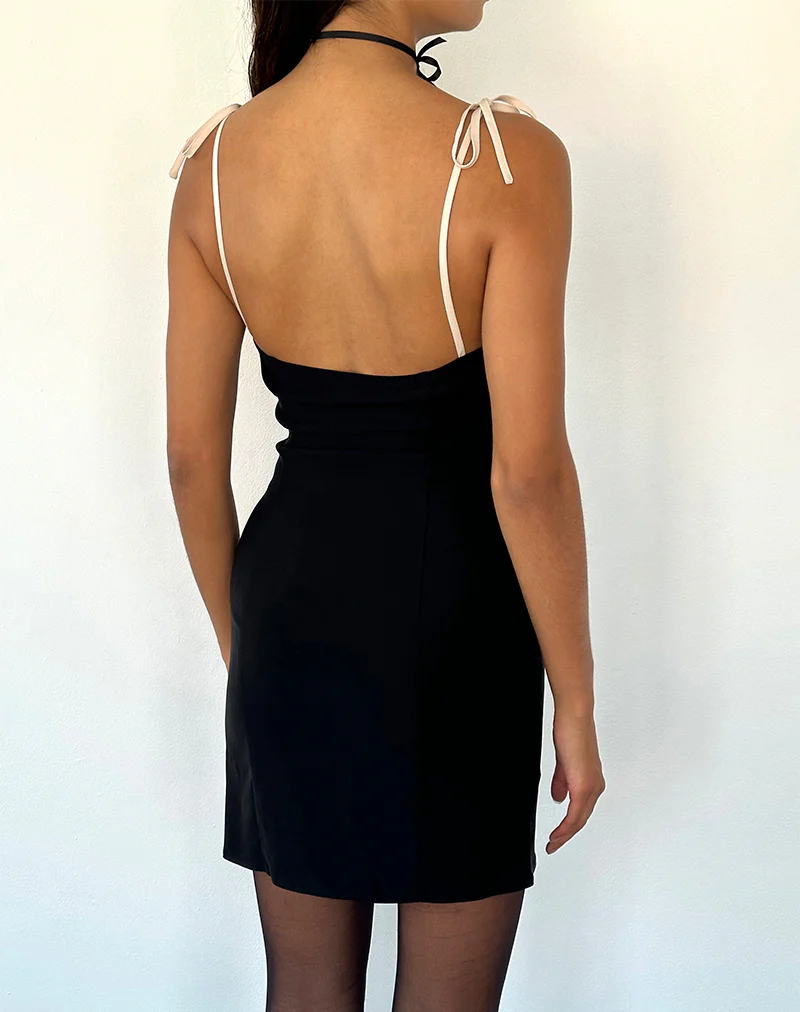 Daruka Mini Dress in Satin Black - Image 4