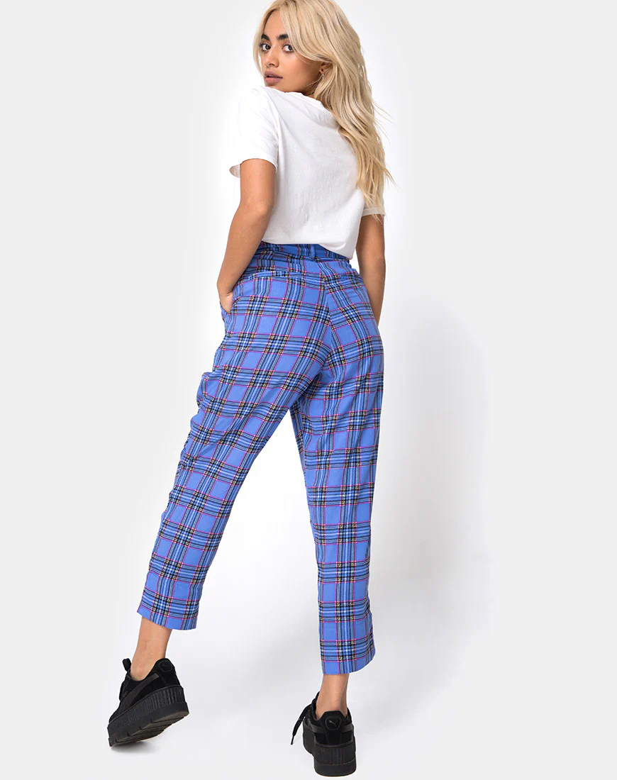Dastan Trouser in 90's Check Blue Pink - Image 2