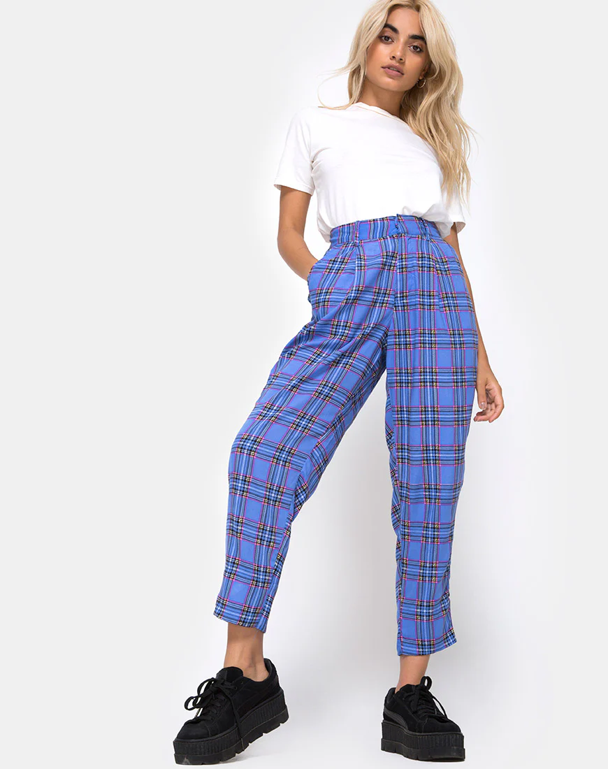 Dastan Trouser in 90's Check Blue Pink - Image 3