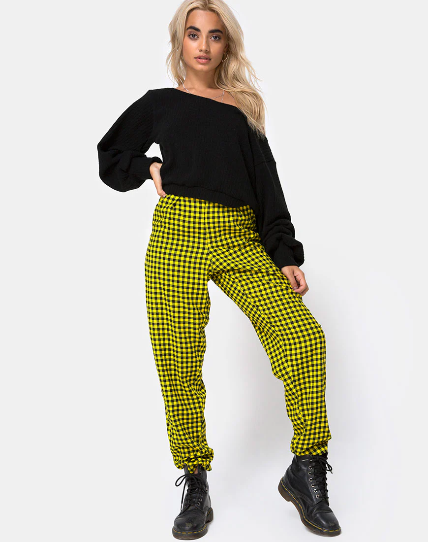 Dastan Trouser in Medium Gingham Yellow - Image 2