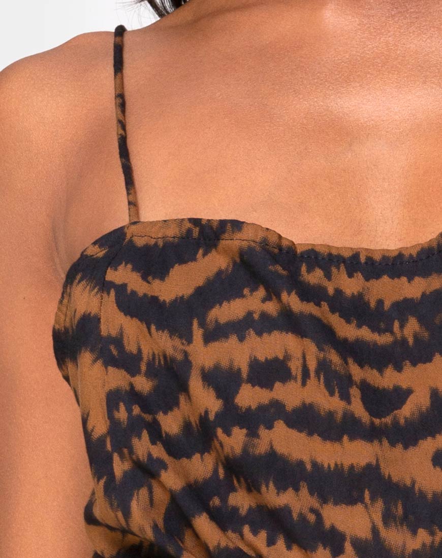 Datista Slip Dress in Animal Drip Brown - Image 6
