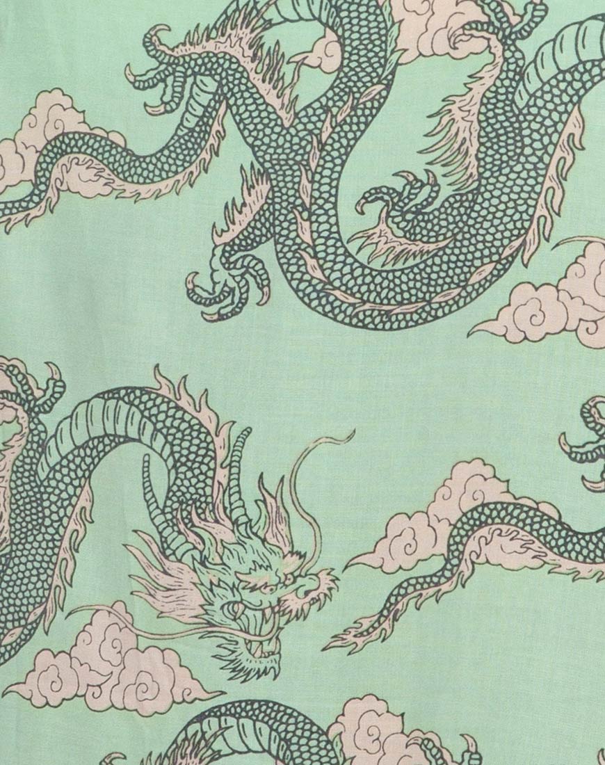 Datista Slip Dress in Chinese Dragon Neo Mint - Image 6