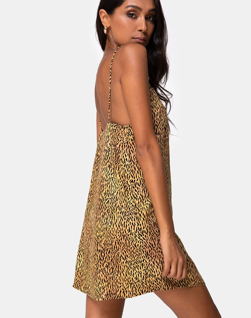 Datista Slip Dress in Mini Tiger Brown - Image 2