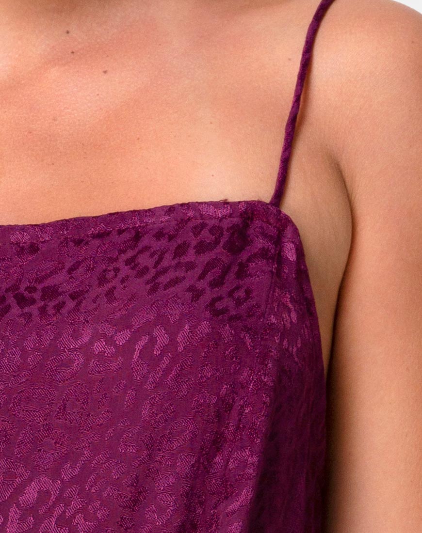 Datista Slip Dress in Satin Cheetah Grape - Image 5