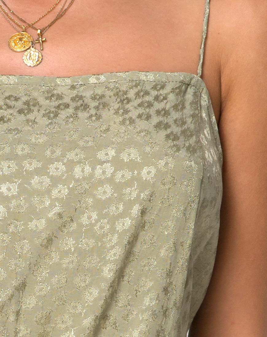 Datista Slip Dress in Satin Ditsy Rose Sage - Image 5