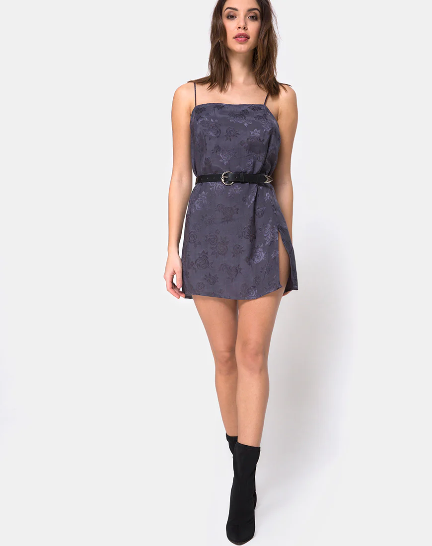 Datista Slip Dress in Satin Rose Grey - Image 3