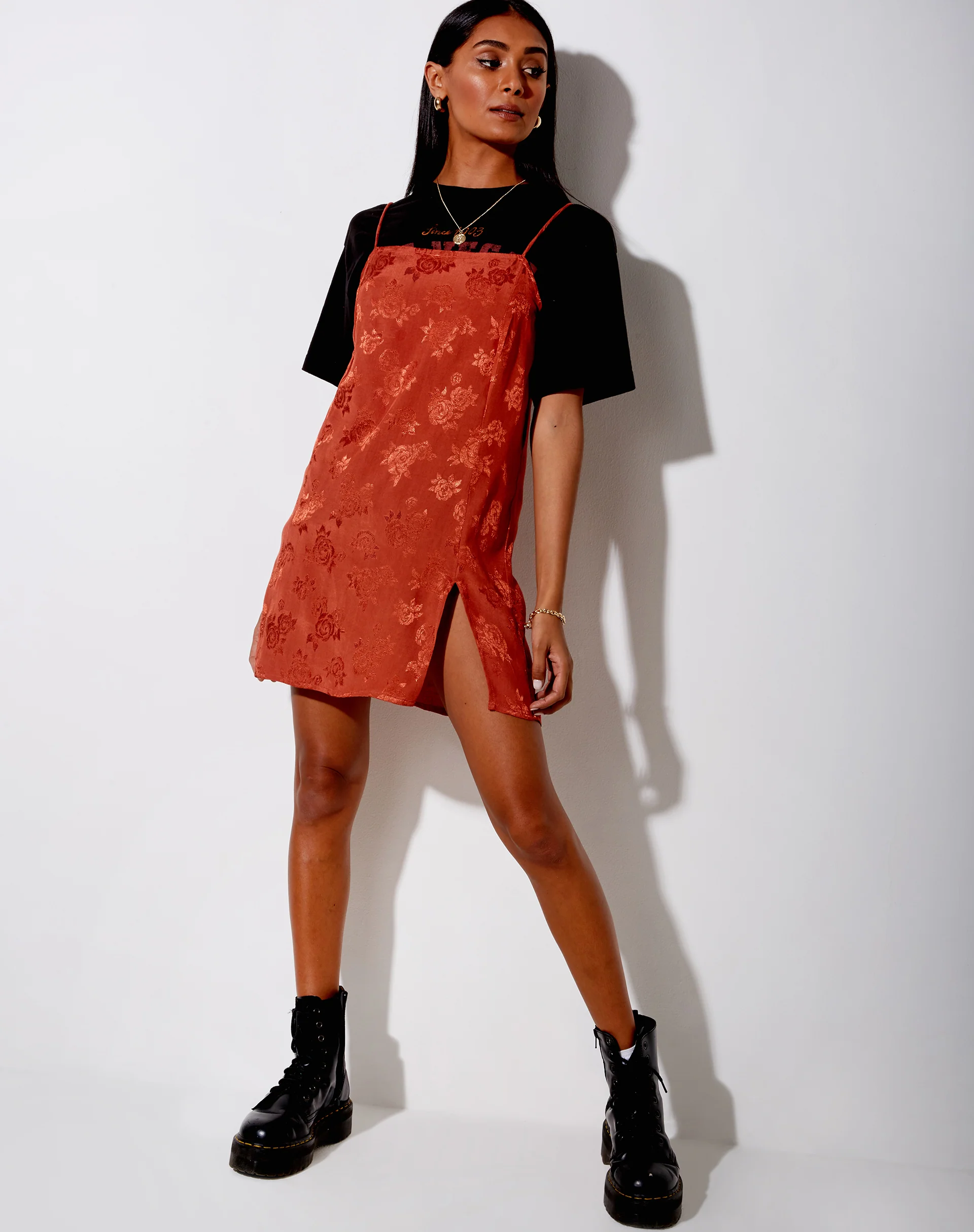 Datista Slip Dress in Satin Rose Copper - Image 3