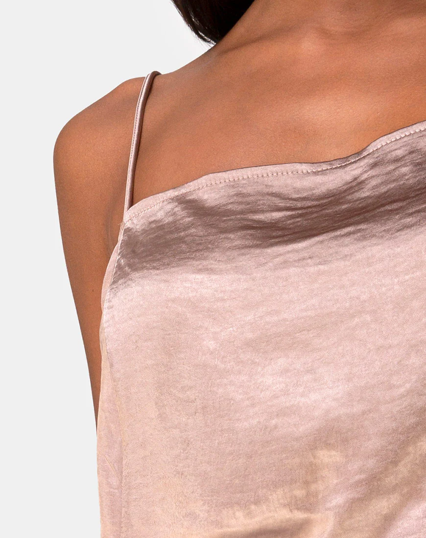 Datista Dress in Satin Taupe - Image 5