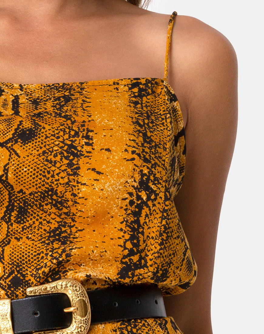 Datista Slip Dress in Snake Mustard - Image 5