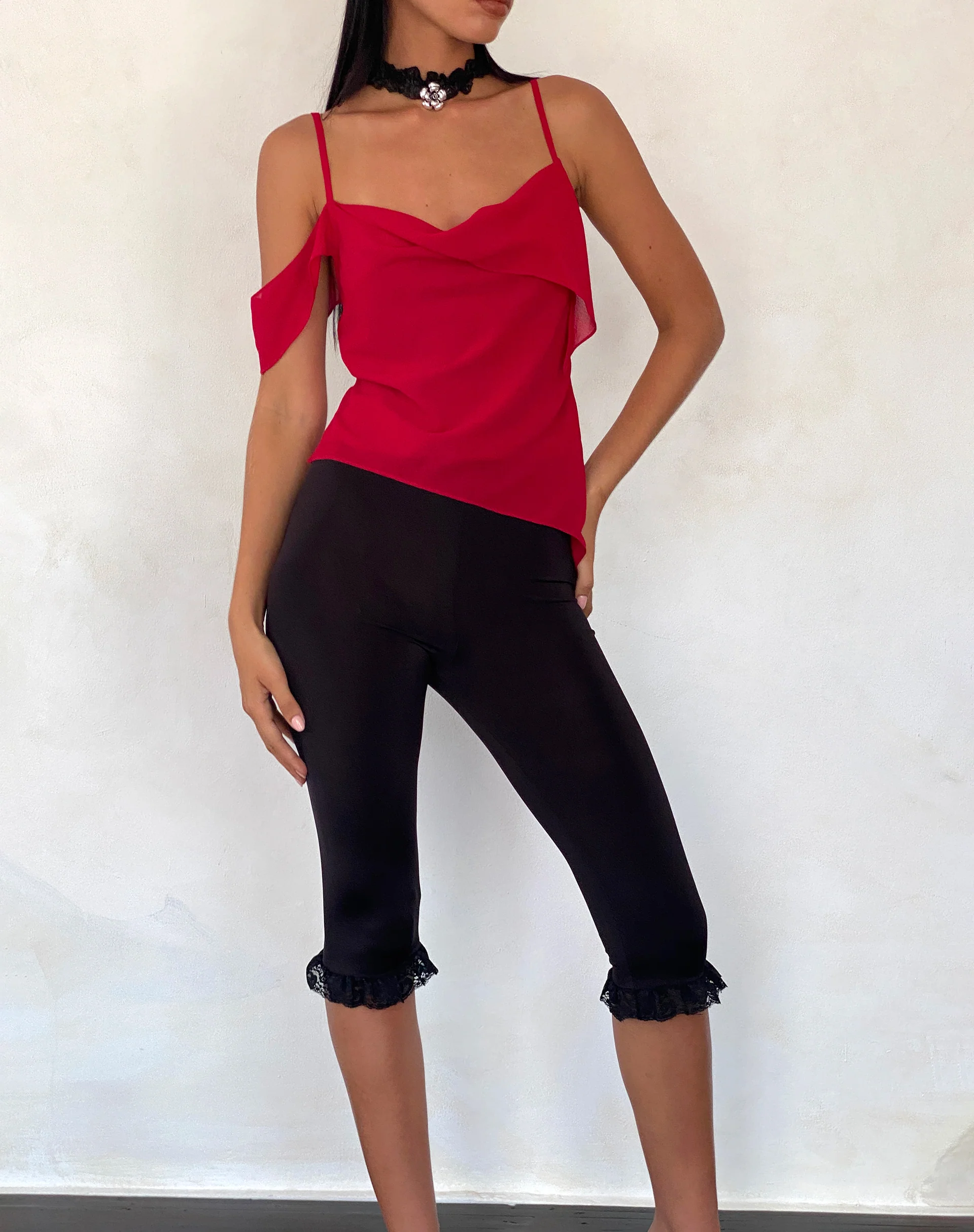 Davila Top in Chiffon Deep Red - Image 2