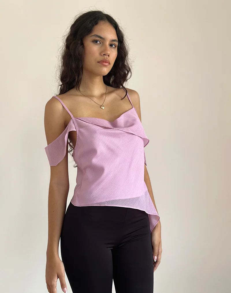 Davila Chiffon Top in Pink Shimmer - Image 3