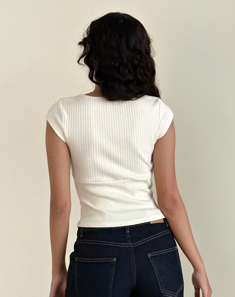 Dawira Button Through Top in Ivory - Image 3