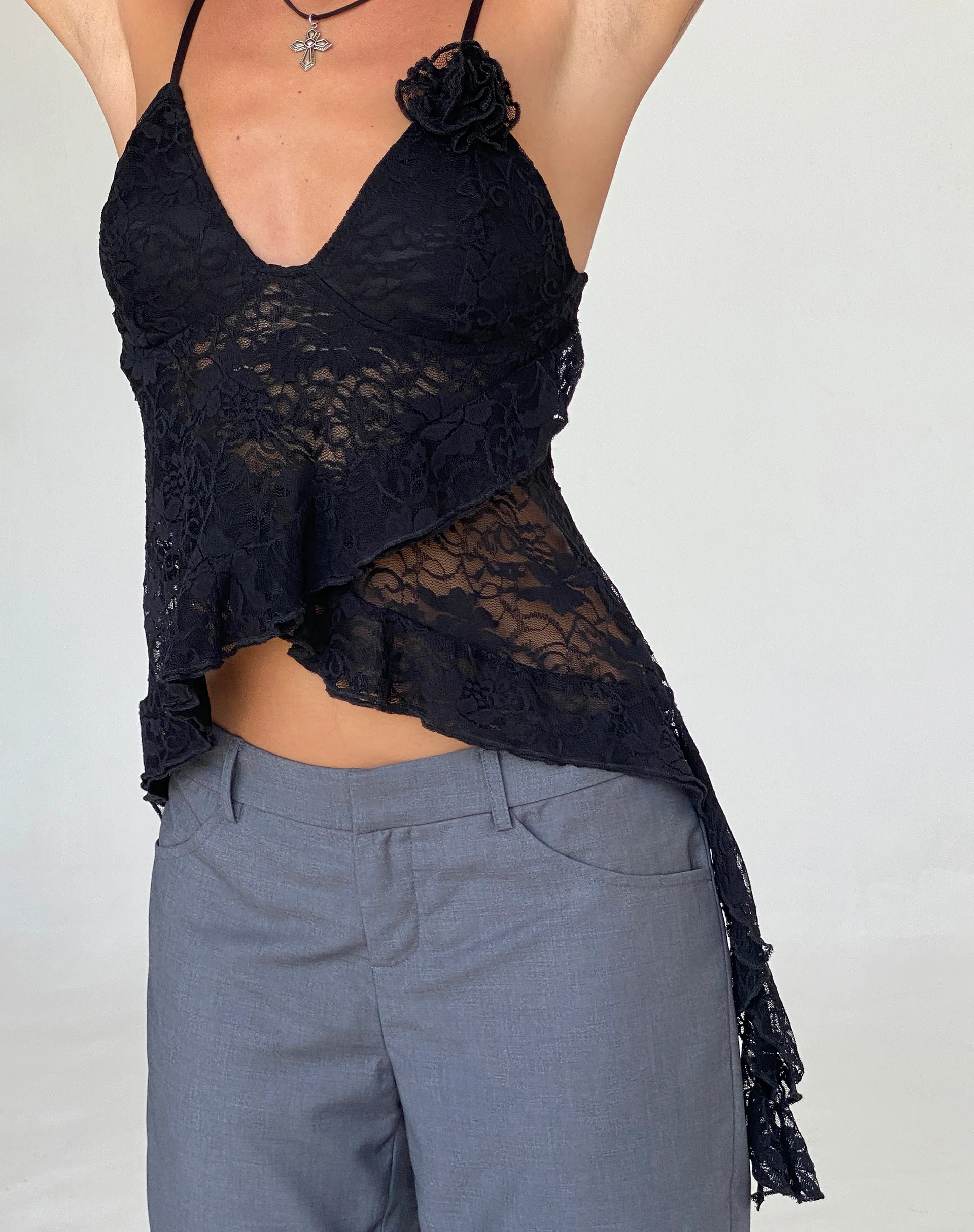 Daytona Ruffle Top in Lace Black - Image 2