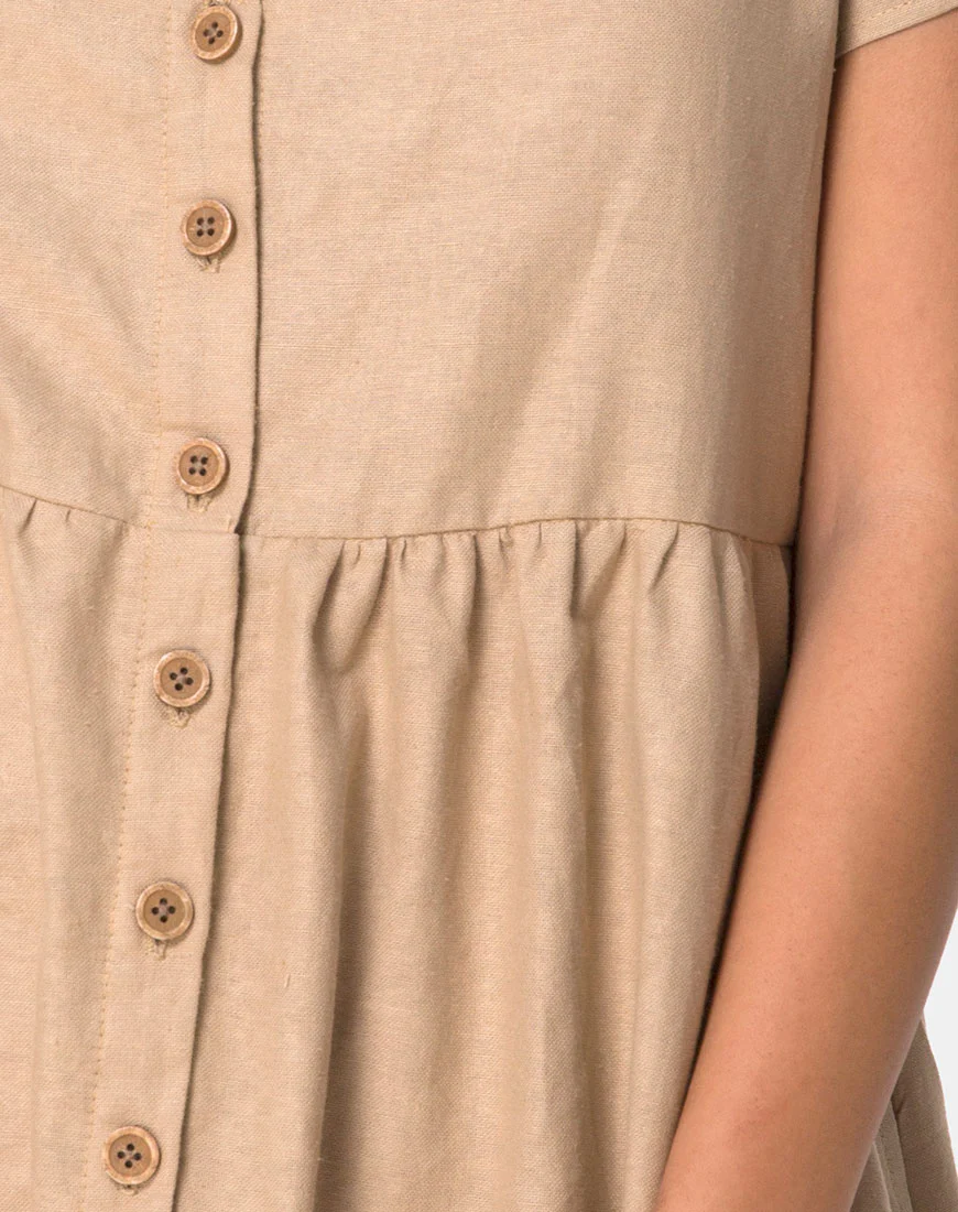 Deira Babydoll Dress in Stone - Image 5