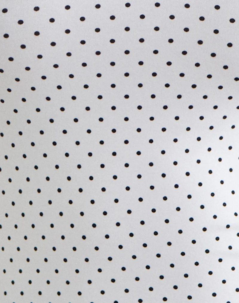 Delano Top in White with Micro Polka Black Print - Image 7