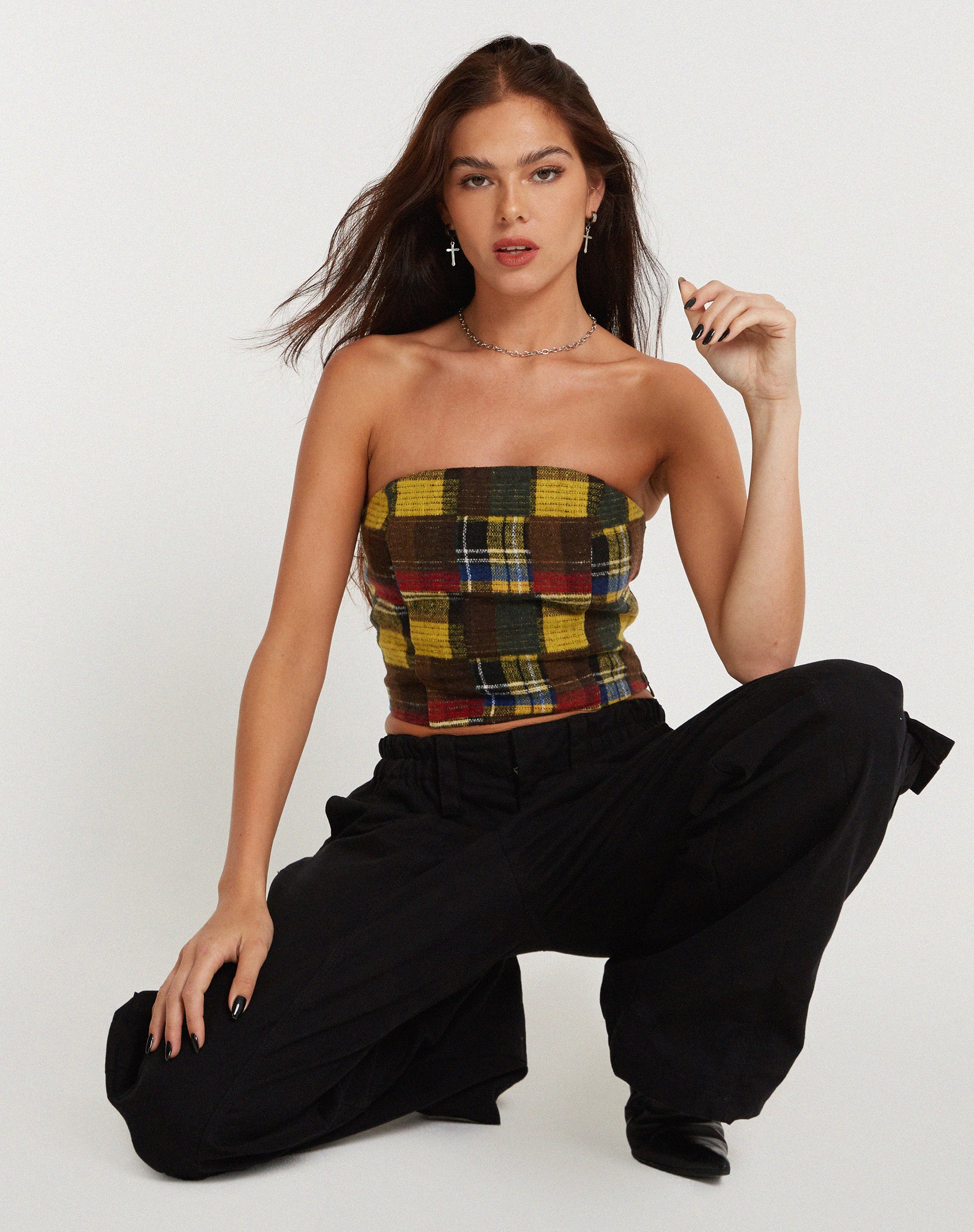 Delny Bandeau Top in Mix Tartans - Image 6