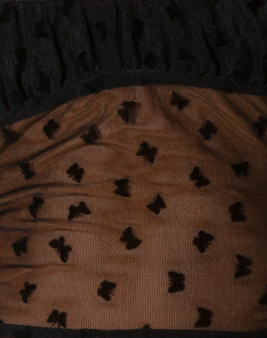 Delora Crop Top in Black Flock Flutterby - Image 5