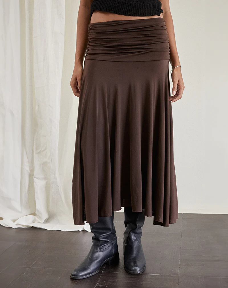 Delta Midi Skirt in Slinky Chocolate - Image 4