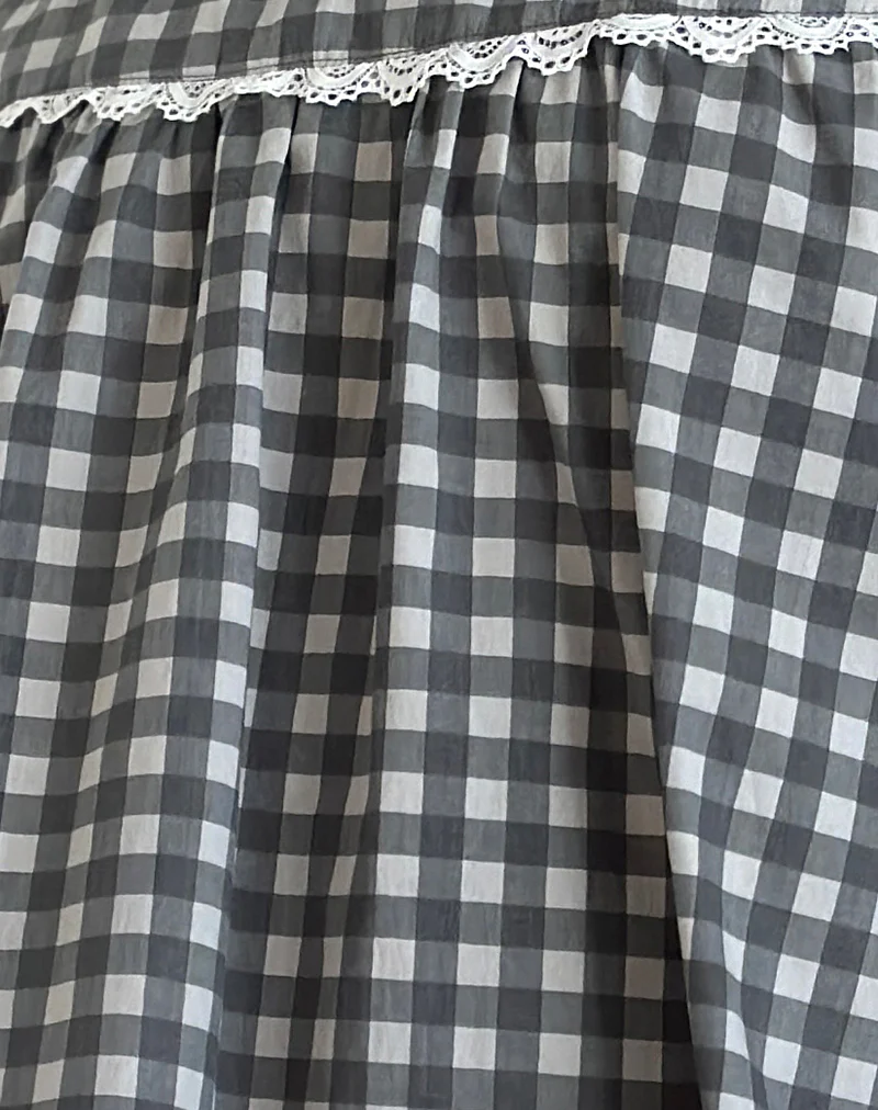 Demona Top in Tonal Gingham Black and Grey - Image 6