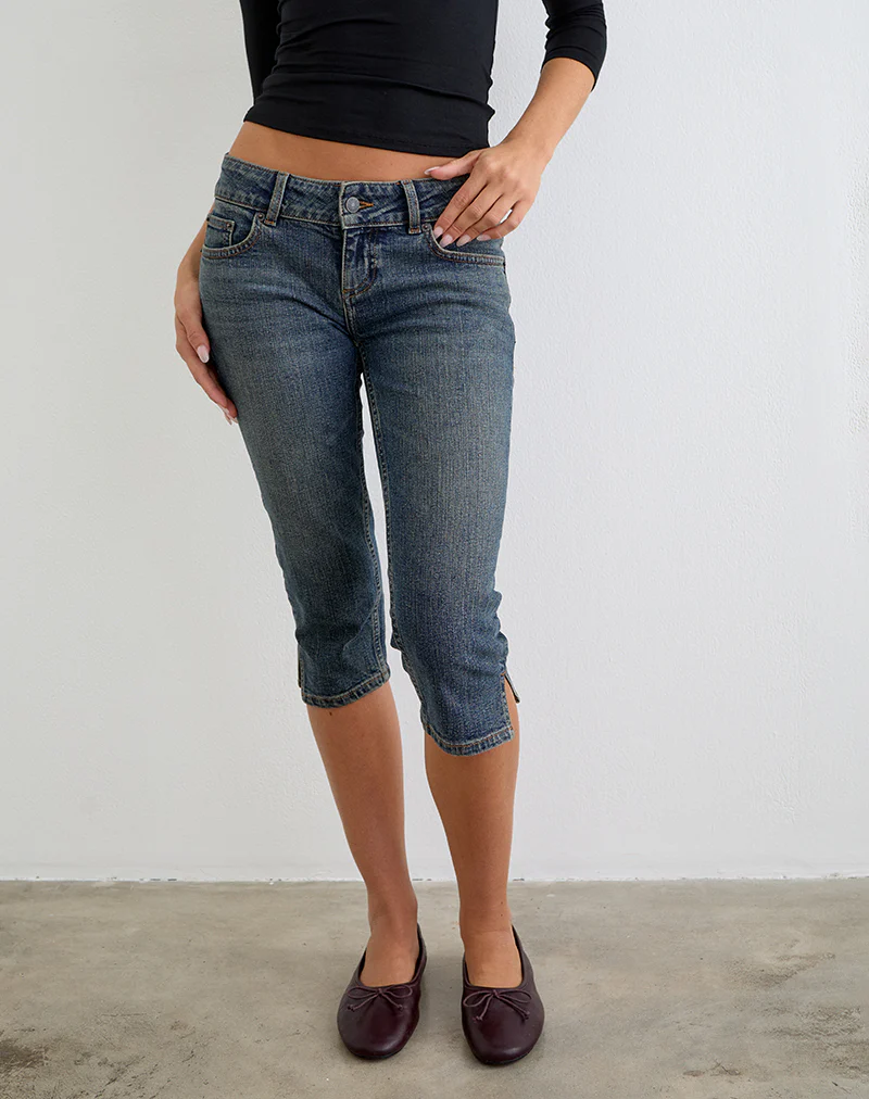 Denim Capri Jean in Dirty Green - Image 4