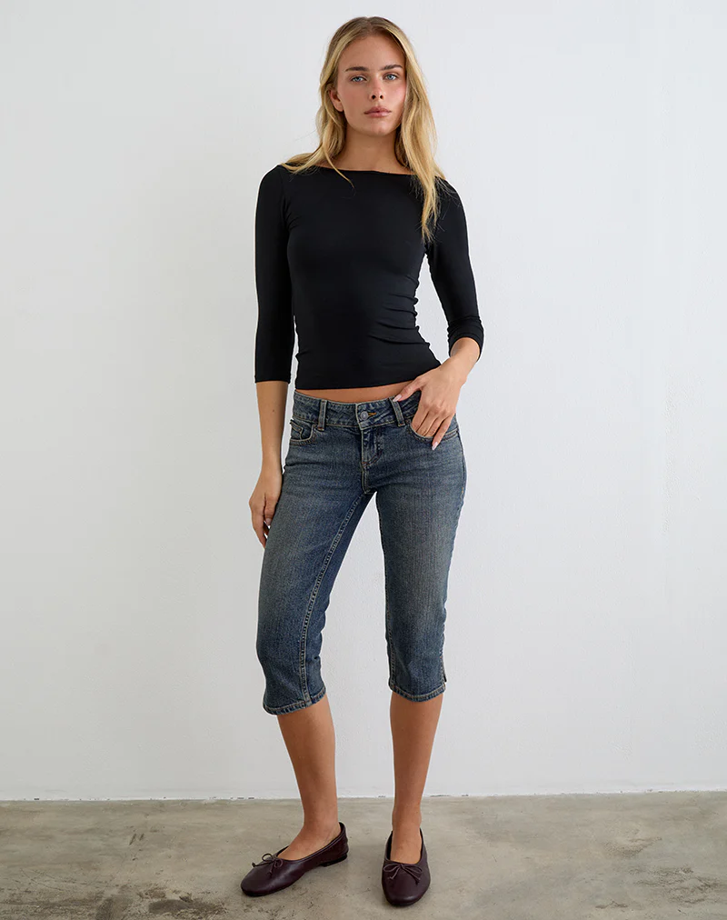 Denim Capri Jean in Dirty Green - Image 6