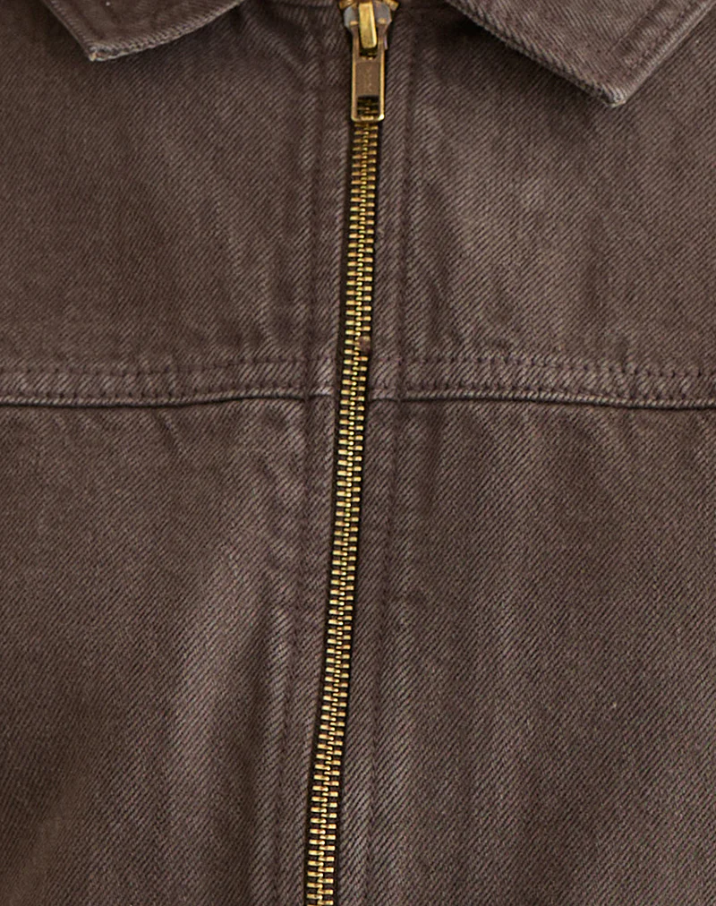 Denim Cinch Jacket in Brown - Image 7