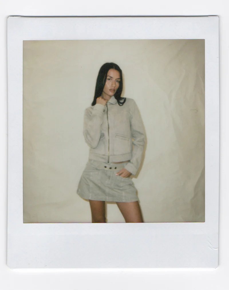 Denim Cinch Jacket in Oat - Image 3