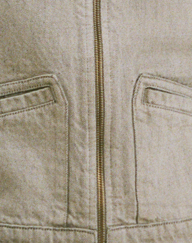 Denim Cinch Jacket in Oat - Image 7