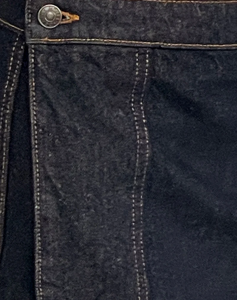 Denim Mini Wrap Skirt in Indigo - Image 6