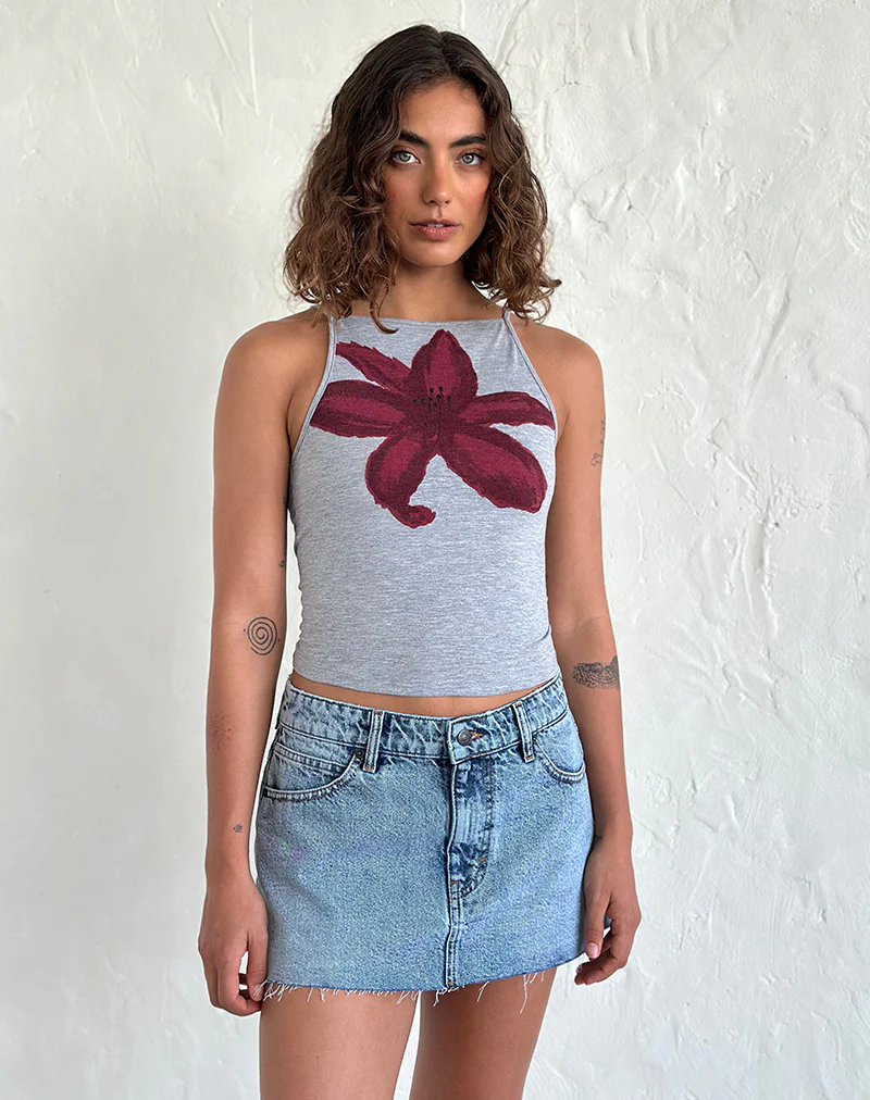 Raw Hem Denim Mini Skirt in Vintage Blue Wash - Image 3