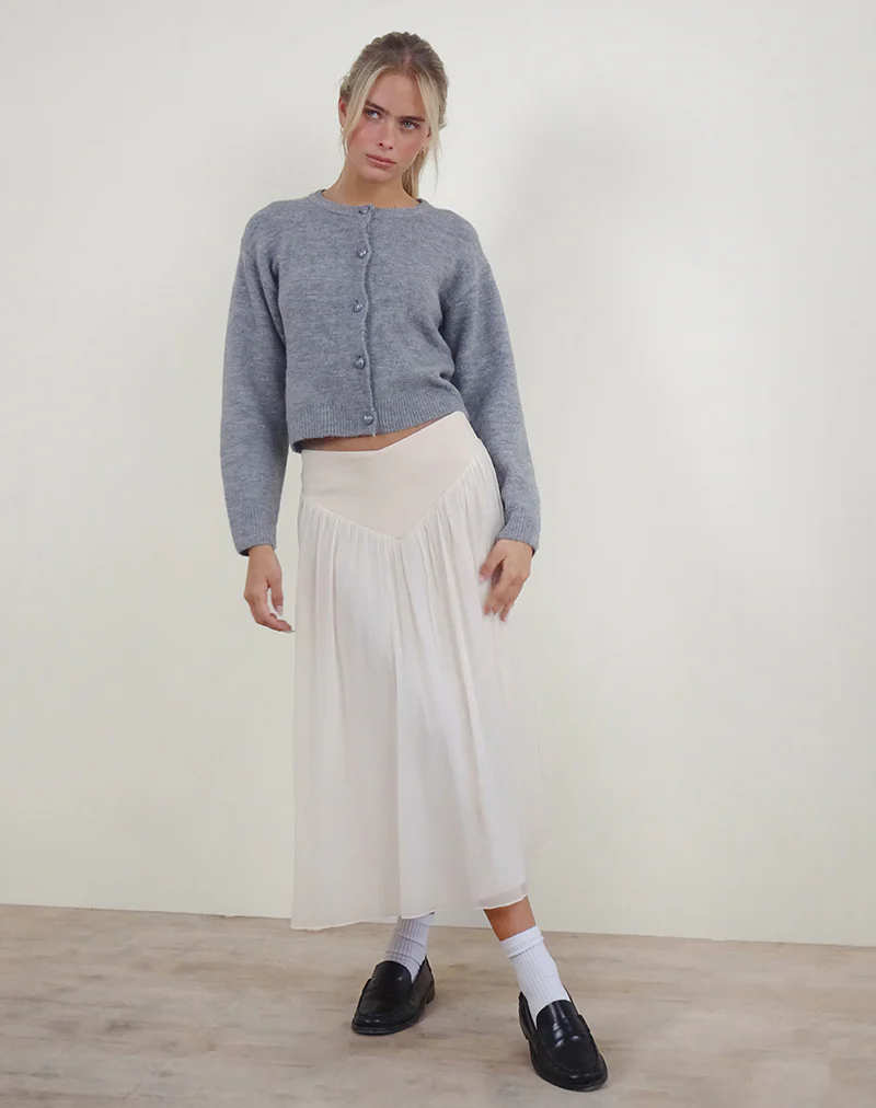 Derika V Waist Maxi Skirt in Cream - Image 2